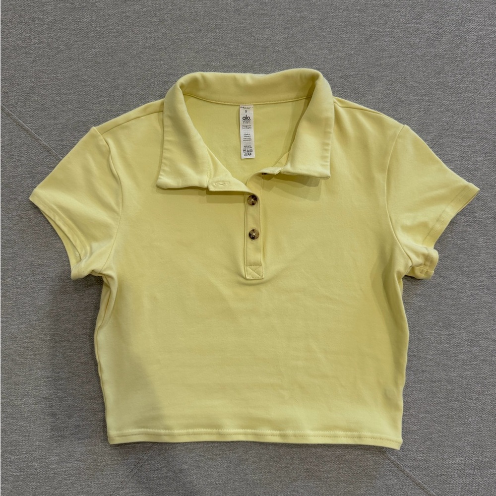 ALO Yellow Cropped Polo Top
